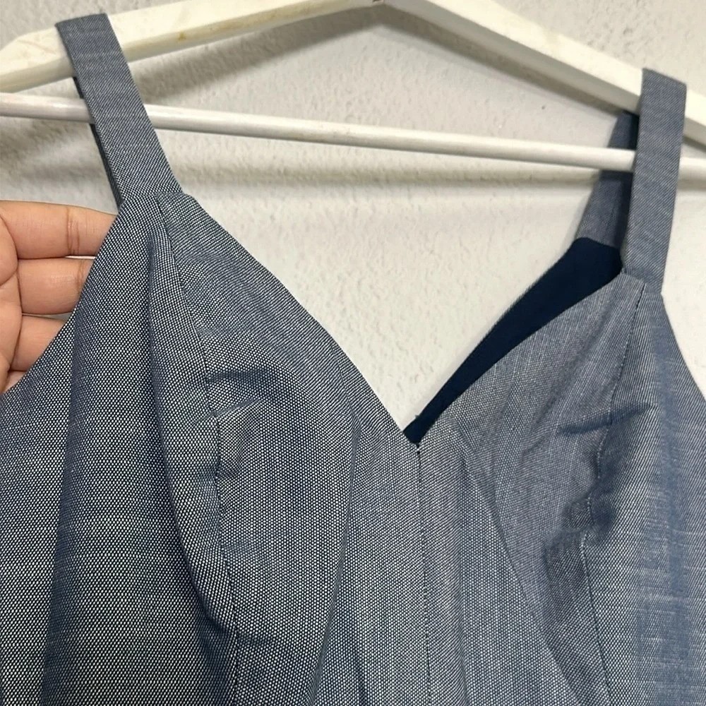 BCBGeneration Sleeveless Blue Chambray Women's Mini Dress Size 0 Preppy Academia - Picture 3 of 10